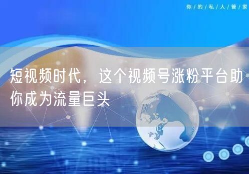 短视频时代,这个视频号涨粉平台助你成为流量巨头