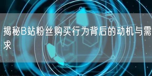 揭秘B站粉丝购买行为背后的动机与需求