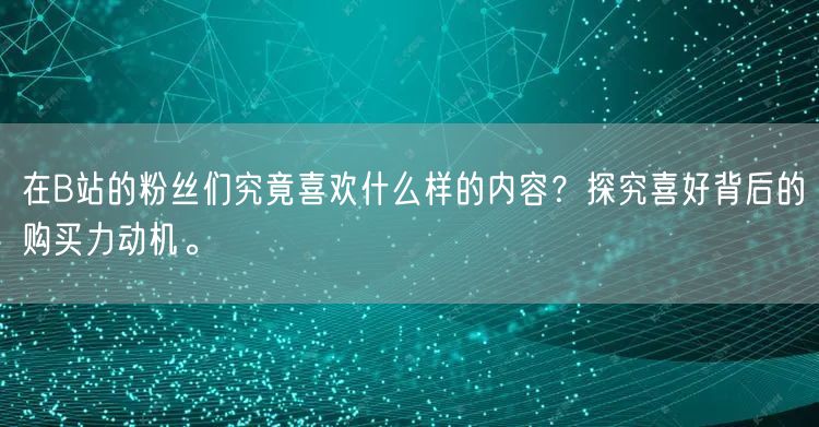 在B站的粉丝们究竟喜欢什么样的内容？探究喜好背后的购买力动机。