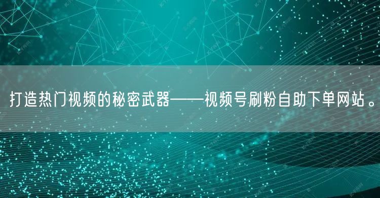 打造热门视频的秘密武器——视频号刷粉自助下单网站。