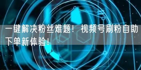 一键解决粉丝难题!视频号刷粉自助下单新体验!
